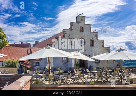 View of the terrace of Schloss Staufenberg near the village of Durbach in the Ortenau region  Baden Wuerttemberg, Germany, Europe Stock Photo
