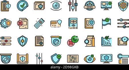 Control icons set. Outline set of control vector icons thin line color flat on white Stock Vector