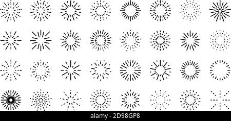 Firework icons set. Outline set of firework vector icons for web design isolated on white background Stock Vector