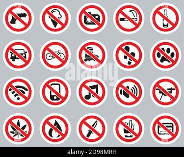 No Sign Or Forbidden Sign Icons Color Sticker Set Big Stock Vector