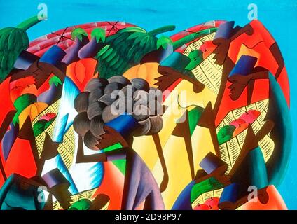 Painting by a Haitian artist on the Caribbean Island of Haiti