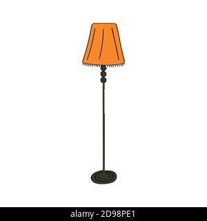 Cute doodle icon of floor lamp. Hand drawn vector colored flat illustration Stock Vector