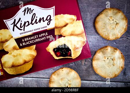 Mr Kipling Apple & Blackcurrant Pies Stock Photo