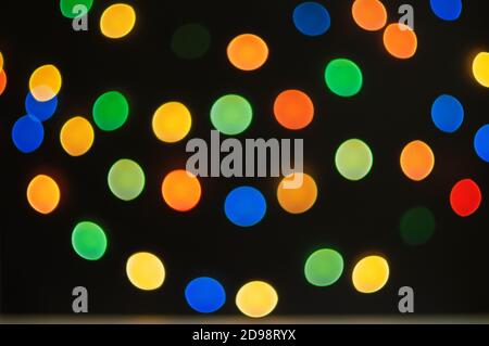 Bokeh lights background. Christmas concept. Abstract multicolored light. Stock Photo