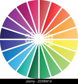 Sharp full color 20 piece pie chart isolated vector illustration for easy editing. Stock Vector