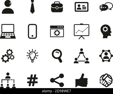 Office Worker Icons Black & White Set Big Stock Vector