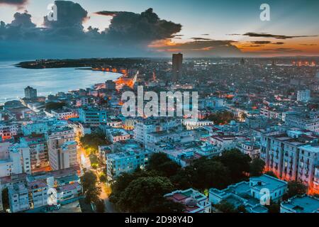 Elevated view of Old Havana at Sunrise. La Habana - La Havana, Cuba, Latin America and the Caribbean Stock Photo