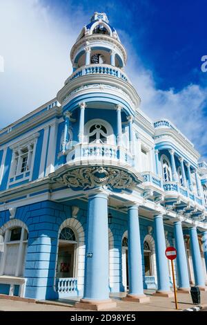 The Ferrer palace with lookout tower, famous neoclassical building, now Casa de la Cultura Benjamin Duarte - Provincial House of Culture. Cienfuegos, Stock Photo