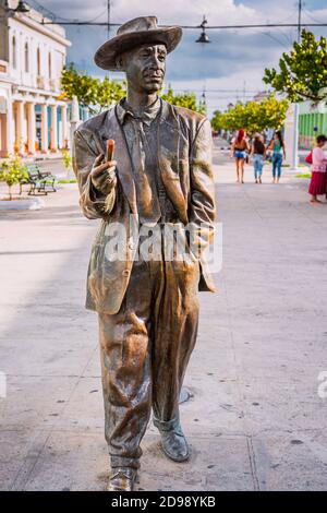 Bronze statue of Benny Moré in Cienfuegos' Prado street. Cienfuegos, Cuba, Latin America and the Caribbean Stock Photo