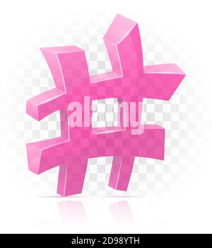 icon hashtag mark sign graphic elements for design vector illustration isolated on transparent background Stock Vector