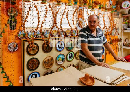 Daniel Chichi Santander, descendant of a family of great tradition in ceramics, in his shop Trinidad, Sancti Spíritus, Cuba, Latin America and the Car Stock Photo