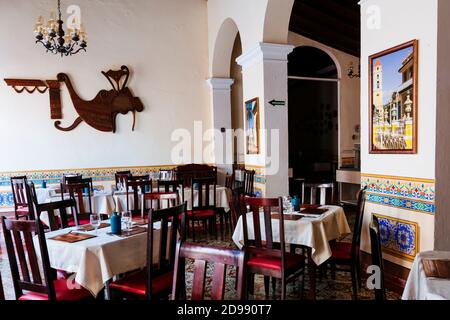 Restaurant 'Plaza Mayor', restaurant of the Cuban state tourism company. Trinidad, Sancti Spíritus, Cuba, Latin America and the Caribbean Stock Photo