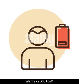 Novel Coronavirus symptoms weakness vector icon. Stress low battery. Graph symbol for medical web site and apps design, logo, app, UI Stock Vector