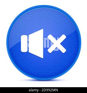Mute sound aesthetic glossy blue round button abstract illustration Stock Photo