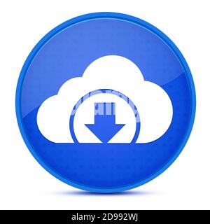 Cloud download aesthetic glossy blue round button abstract illustration Stock Photo