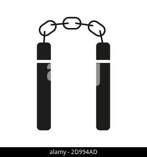 nunchucks icon element of weapon icon for mobile concept and web apps. Thin line nunchucks icon can be used for web and mobile. Premium icon on white Stock Vector