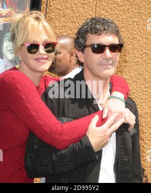 Antonio Banderas and Melanie Griffith arrives at the premier Shrek Forever After' at Gibson Amphitheatre on May 16, 2010 in Universal City, California Stock Photo