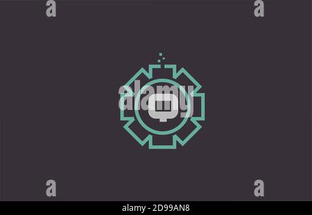 Q flower alphabet letter logo icon in green color. Creative abstract geometric design for business and company Stock Vector