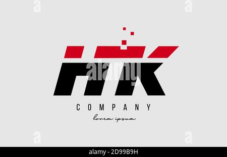 hk h k alphabet letter logo combination in red and black color. Creative icon design for business and company Stock Vector
