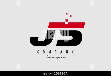 js j s alphabet letter logo combination in red and black color. Creative icon design for business and company Stock Vector