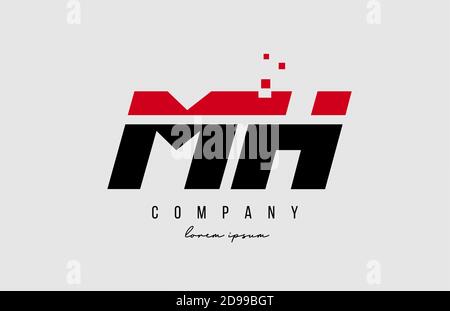 mh m h alphabet letter logo combination in red and black color. Creative icon design for business and company Stock Vector