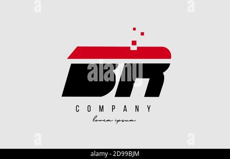 br b r alphabet letter logo combination in red and black color. Creative icon design for business and company Stock Vector