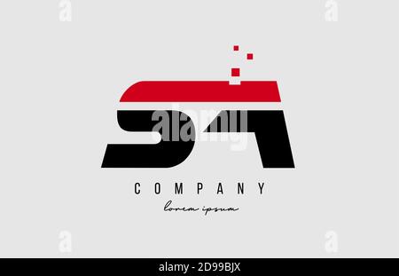 sa s a alphabet letter logo combination in red and black color. Creative icon design for business and company Stock Vector