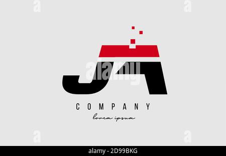 ja j a alphabet letter logo combination in red and black color. Creative icon design for business and company Stock Vector