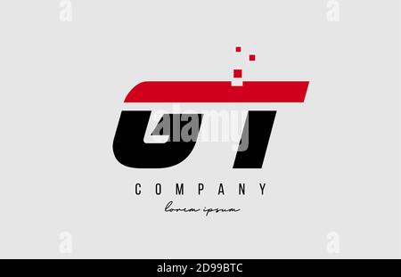 gt g t alphabet letter logo combination in red and black color. Creative icon design for business and company Stock Vector