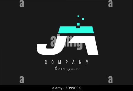 ja j a alphabet letter logo combination in blue and white color. Creative icon design for business Stock Vector