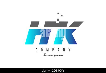HK H K alphabet letter logo combination in blue and grey color. Creative icon design for business Stock Vector