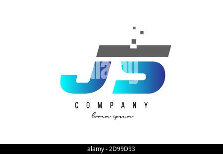 JS J S alphabet letter logo combination in blue and grey color. Creative icon design for business Stock Vector