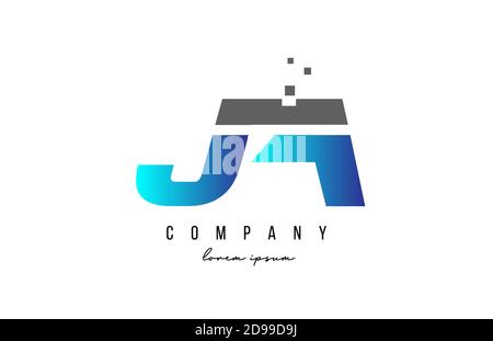 JA J A alphabet letter logo combination in blue and grey color. Creative icon design for business Stock Vector