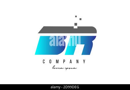 BR B R alphabet letter logo combination in blue and grey color. Creative icon design for business Stock Vector