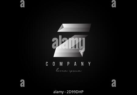 alphabet letter Z logo icon in in grey silver color. Creative design for company and business with 3d styling Stock Vector