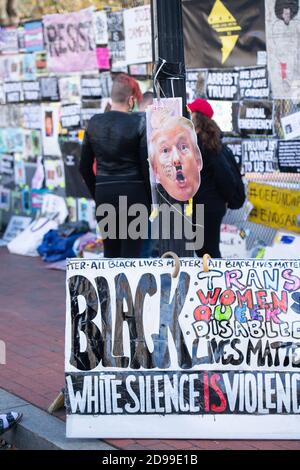 Washington DC, USA. 03rd Nov, 2020. BLM signs at Lafayette Square in Washington DC during 2020 election day. Credit: Albert Halim/Alamy Live News Credit: albert halim/Alamy Live News Stock Photo