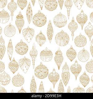 Xmas Seamless pattern with Christmas tree balls hand drawn art design vector illustration Stock Vector
