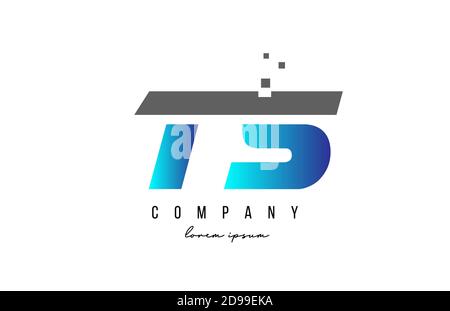 TS T S alphabet letter logo combination in blue and grey color. Creative icon design for business Stock Vector