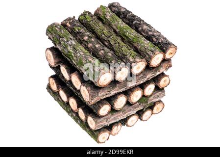 Stack firewood isolated on white background Stock Photo