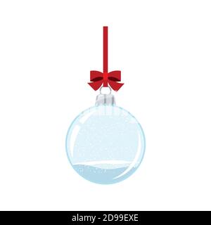 Christmas ball with falling snow isolated on white background. Stock Vector