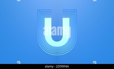 A 3D capital letter in light blue color with a dark blue background. Layered design. Stock Photo