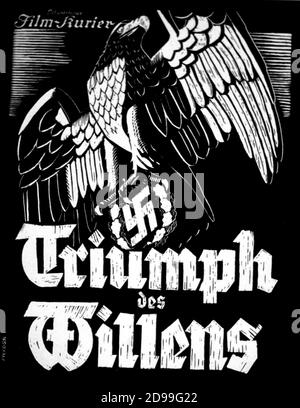 1935 , GERMANY  : pubblicity press-book cover for the realise of movie TRIUMPH DES WILLENS  ( Triumph of The Will - Trionfo della volontà ) by movie director  LENI RIEFENSTAHL ( born in Berlin , 22 august 1902 ) - NAZI - NAZIST - NAZISTA - NAZISMO - ADOLF HITLER - WWII - SECONDA GUERRA MONDIALE  - MOVIE - CINEMA - FILM - swastika - svastica ----  Archivio GBB Stock Photo