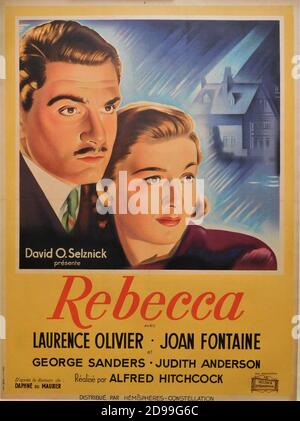 LAURENCE OLIVIER and JOAN FONTAINE in REBECCA 1940 director ALFRED HITCHCOCK novel DAPHNE DU MAURIER producer DAVID O. SELZNICK Selznick International Pictures / United Artists Stock Photo