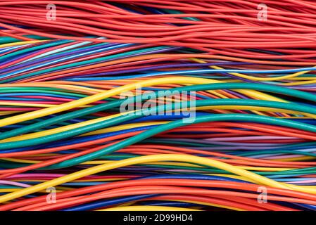 Multicolored electrical computer cable closeup Stock Photo