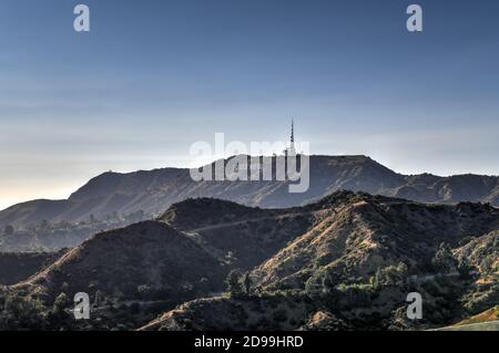 Hollywood, California - July 26, 2020: The world famous landmark Hollywood Sign in Los Angeles, California. Stock Photo