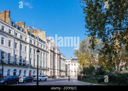 Fitzroy Square on a sunny afternoon in October during the Coronavirus pandemic, London, UK Stock Photo