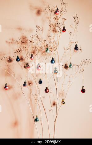 Eco friendly Christmas composition with gift boxes in craft reusable ...