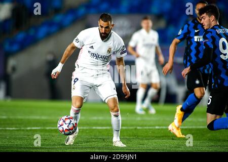 Madrid, Spain. 03rd Nov, 2020. Karim Benzema of Real Madrid in action during the UEFA Champions League, Group Stage, Group B football match between Real Madrid CF and FC Internazionale on November 3, 2020 at Alfredo Di Stefano stadium in Valdebebas near Madrid, Spain - Photo Oscar J Barroso / Spain DPPI / DPPI Credit: LM/DPPI/Oscar Barroso/Alamy Live News Credit: Gruppo Editoriale LiveMedia/Alamy Live News Stock Photo
