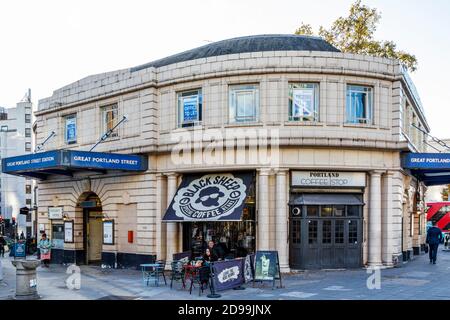 Black Sheep coffee shop in the building housing Great Portland Street tube, London, UK Stock Photo