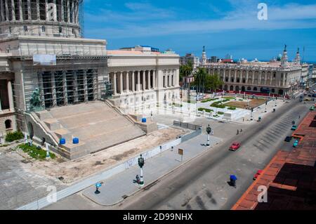 Panoramic view of the capitol of havana cuba streets and buildings that surround it Stock Photo